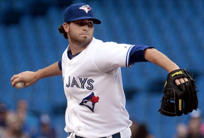 TORONTO, CANADA - MAY 28: Drew Hutchison #36 of the Toronto Blue Jays throws a pitch during MLB action against the Baltimore Orioles  at The Rogers Centre May 28, 2012 in Toronto, Ontario, Canada.  (Photo by Abelimages/Getty Images)