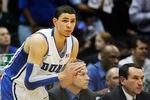 ATLANTA, GA - MARCH 10:  Austin Rivers #0 of the Duke Blue Devils looks on in the first half against the Florida State Seminoles during the semifinals of the 2012 ACC Men's Basketball Conferene Tournament at Philips Arena on March 10, 2012 in Atlanta, Georgia.  (Photo by Streeter Lecka/Getty Images)