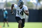 JACKSONVILLE, FL - MAY 05:  Wide receiver Justin Blackmon #14 during Jacksonville Jaguars Minicamp at EverBank Field on  May 5, 2012 in Jacksonville, Florida  (Photo by Rick Dole/Getty Images)