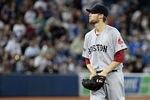 TORONTO, CANADA - JUNE 3: Daniel Bard #51 of the Boston Red Sox walks to the dugout after getting pulled after hitting Edwin Encarnacion of the Toronto Blue Jays during MLB action at The Rogers Centre June 3, 2012 in Toronto, Ontario, Canada. (Photo by Abelimages/Getty Images)