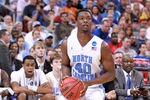 ST LOUIS, MO - MARCH 25:  Harrison Barnes #40 of the North Carolina Tar Heels gets set to attempt a shot against Kansas Jayhawks during the 2012 NCAA Men's Basketball Midwest Regional Final at Edward Jones Dome on March 25, 2012 in St Louis, Missouri. Kansas won 80-67.  (Photo by Andy Lyons/Getty Images)