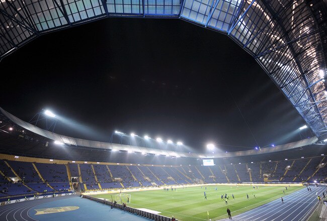 KHARKOV, UKRAINE - OCTOBER 15: General view of the Metalist Stadium, home of FC Metalist Kharkiv taken prior to the Ukrainian Premier League match between FC Metalist Kharkiv and FC Chornomorets Odesa held on October 15, 2011 at the Metalist Stadium in Kharkov, Ukraine. (Photo by Genya Savilov/EuroFootball/Getty Images)