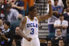 March 15, 2013; Las Vegas, NV, USA; UCLA Bruins guard Jordan Adams (3) celebrates after the game against the Arizona Wildcats in the semifinal round of the Pac 12 tournament at the MGM Grand Garden Arena. UCLA defeated Arizona 66-64. Mandatory Credit: Kyle Terada-USA TODAY Sports