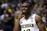 Mar 23, 2013; Auburn Hills, MI, USA; Michigan Wolverines guard Tim Hardaway Jr. (10) celebrates after the game against the Virginia Commonwealth Rams during the third round of the NCAA basketball tournament at The Palace. Michigan won 78-53. Mandatory Credit: Rick Osentoski-USA TODAY Sports