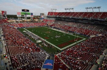 TAMPA, FL - DECEMBER 06:  A view from high in the stadium in the first quarter as the Boston College Eagles take on the Virginia Tech Hokies in the 2008 ACC Football Championship game at the Raymond James Stadium on December 6, 2008 in Tampa, Florida.  (P