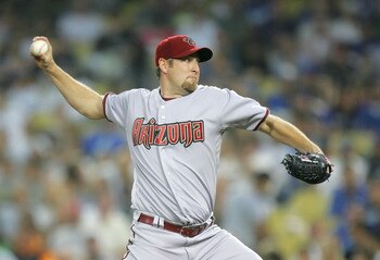 LOS ANGELES - JULY 31:   Brandon Webb #17 of the Arizona Diamondbacks pitches against the Los Angeles Dodgers at Dodger Stadium on July 31, 2008 in Los Angeles, California.  (Photo by Lisa Blumenfeld/Getty Images)