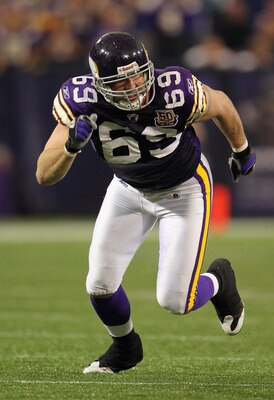 MINNEAPOLIS - SEPTEMBER 19:  Jared Allen #69 of the Minnesota Vikings in action during the game against  of the Miami Dolphins on September 19, 2010 at Hubert H. Humphrey Metrodome in Minneapolis, Minnesota.  (Photo by Jamie Squire/Getty Images)