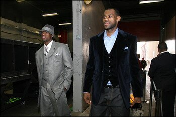 East-all-stars-dwayne-wade-and-lebron-james-arrive-at-the-arenas-prior-to-the-nba-all-star-game_display_image
