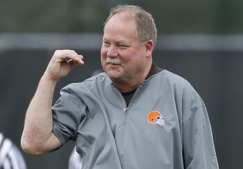 BEREA, OH - MAY 01:  Team president Mike Holmgren of the Cleveland Browns looks on during rookie mini camp at the Cleveland Browns Training and Administrative Complex on May 1, 2010 in Berea, Ohio.  (Photo by Gregory Shamus/Getty Images)