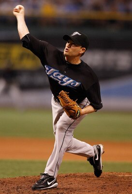 ST. PETERSBURG - APRIL 23:  Pitcher Jason Frasor #54 of the Toronto Blue Jays pitches against the Tampa Bay Rays during the game at Tropicana Field on April 23, 2010 in St. Petersburg, Florida.  (Photo by J. Meric/Getty Images)