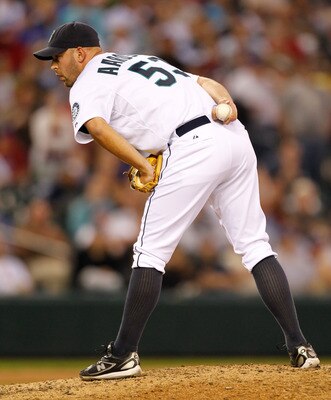 SEATTLE - JUNE 20:  Closing pitcher David Aardsma #53 of the Seattle Mariners pitches against the Cincinnati Reds on June 20, 2010 at Safeco Field in Seattle, Washington. (Photo by Otto Greule Jr/Getty Images)