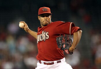 PHOENIX - JUNE 13:  Starting pitcher Edwin Jackson #36 of the Arizona Diamondbacks pitches against the St. Louis Cardinals during the Major League Baseball game at Chase Field on June 13, 2010 in Phoenix, Arizona. The Diamondbacks defeated the Cardinals 7