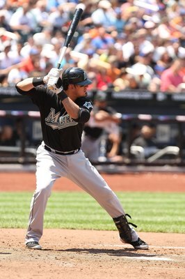 NEW YORK - MAY 31:  Jorge Cantu #3 of the Florida Marlins in action against the New York Mets during their game on May 31, 2009 at Citi Field in the Flushing neighborhood of the Queens borough of New York City.  (Photo by Al Bello/Getty Images)