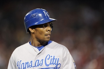 ANAHEIM, CA - JULY 02:  Jose Guillen #6 of the Kansas City Royals reacts as he returns to the dugout after his out against the Los Angeles Angels during the eighth inning at Angel Stadium on July 2, 2010 in Anaheim, California.  (Photo by Harry How/Getty 