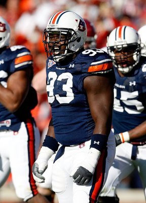 AUBURN, AL - NOVEMBER 27:  Mike Blanc #93 of the Auburn Tigers against the Alabama Crimson Tide at Jordan-Hare Stadium on November 27, 2009 in Auburn, Alabama.  (Photo by Kevin C. Cox/Getty Images)