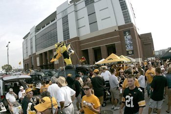 IOWA CITY, IA - SEPTEMBER 16: Fans tailgate outside the newly renovated Kinnick Stadium prior to the game between the Iowa Hawkeyes against the Iowa State Cyclones at Kinnick Stadium on September 16, 2006 in Iowa City, Iowa. The Hawkeyes defeated Cyclones