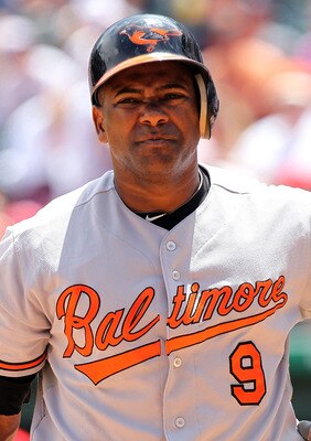 ARLINGTON, TX - JULY 11:  Miguel Tejada #9 of the Baltimore Orioles on July 11, 2010 at Rangers Ballpark in Arlington, Texas.  (Photo by Ronald Martinez/Getty Images)