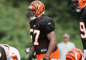 GEORGETOWN, KY - JULY 31:  Dhani Jones #57 of the Cincinnati Bengals is pictured during the Bengals training camp at Georgetown College on July 31, 2010 in Georgetown, Kentucky.  (Photo by Andy Lyons/Getty Images)