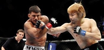 Gomi showing his trademark power to earn his first UFC win over Tyson Griffin.