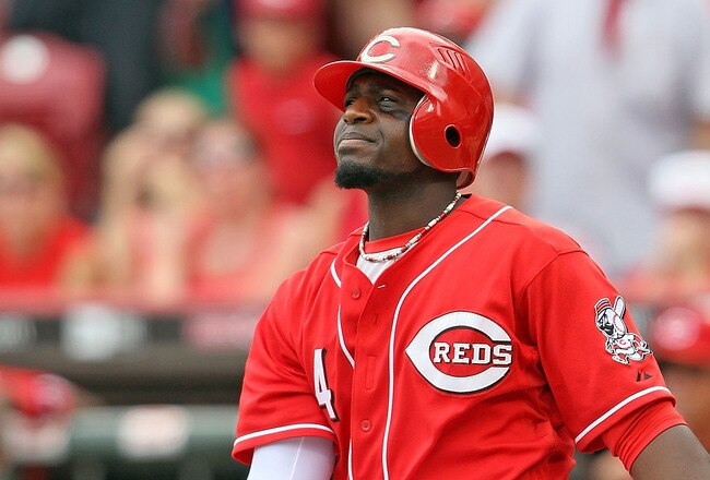 CINCINNATI - JULY 18:  Brandon Phillips #4 of the Cincinnati Reds strikes out to end the game against the Colorado Rockies at Great American Ball Park on July 18, 2010 in Cincinnati, Ohio. The Rockies won 1-0. (Photo by Andy Lyons/Getty Images)