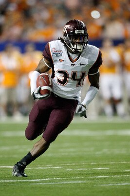 ATLANTA - DECEMBER 31:  Running back Ryan Williams #34 of the Virginia Tech Hokies runs with the ball during the Chick-Fil-A Bowl against the Tennessee Volunteers at the Georgia Dome on December 31, 2009 in Atlanta, Georgia.  The Hokies beat the Volunteer