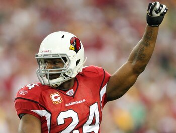 GLENDALE, AZ - JANUARY 10:  Adrian Wilson #24 of the Arizona Cardinals celebrates a Green Bay Packers missed field goal during the second quarter of the 2010 NFC wild-card playoff game at University of Phoenix Stadium on January 10, 2010 in Glendale, Ariz