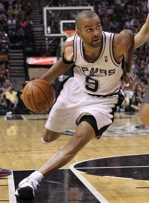 SAN ANTONIO - MAY 09:  Guard Tony Parker #9 of the San Antonio Spurs in Game Four of the Western Conference Semifinals during the 2010 NBA Playoffs at AT&T Center on May 9, 2010 in San Antonio, Texas. NOTE TO USER: User expressly acknowledges and agrees t