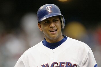 ARLINGTON, TEXAS - JULY 30:  (FILE PHOTO) Shortstop Alex Rodriguez  #3 of the Texas Rangers complains as he walks back to the dugout after getting called out on strikes against the Boston Red Sox in the first inning of the American League game at the Ball