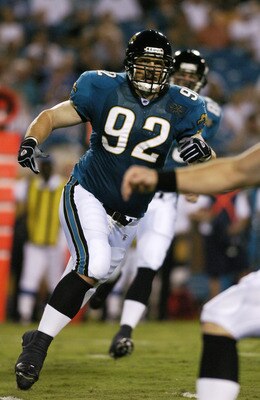 Jacksonville Jaguars defensive tackle Rob Meier blocks on special teams  during an August 27, 2004 NFL pre-season game against the Green Bay Packers in Jacksonville, Florida.  (Photo by Al Messerschmidt/Getty Images)