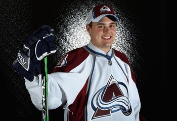 OTTAWA, ON - JUNE 21:  50th overall pick, Cameron Gaunce of the Colorado Avalanche poses for a portrait at the 2008 NHL Entry Draft at Scotiabank Place on June 21, 2008 in Ottawa, Ontario, Canada.  (Photo by Andre Ringuette/Getty Images)