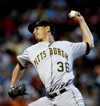 HOUSTON - AUGUST 15:  Pitcher Wilfredo Ledezma #36 of the Pittsburgh Pirates throws against the Houston Astros at Minute Maid Park on August 15, 2010 in Houston, Texas.  (Photo by Bob Levey/Getty Images)