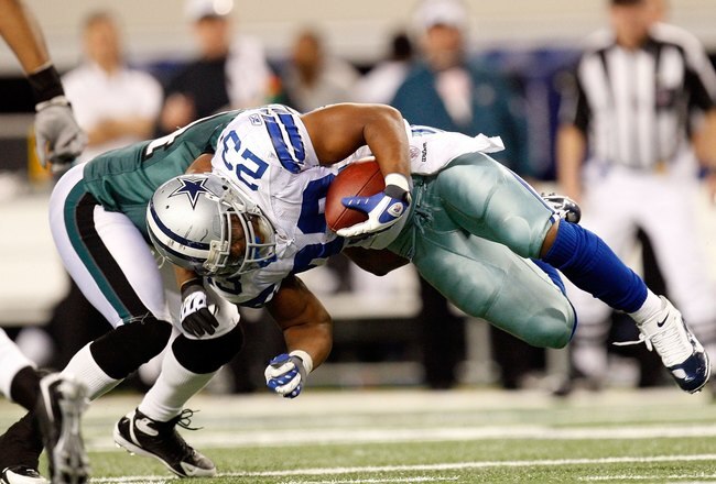 ARLINGTON, TX - JANUARY 09:  Running back Tashard Choice #23 of the Dallas Cowboys during the 2010 NFC wild-card playoff game at Cowboys Stadium on January 9, 2010 in Arlington, Texas.  (Photo by Ronald Martinez/Getty Images)