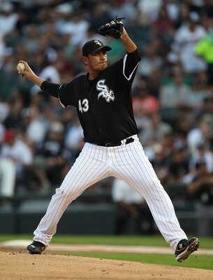 CHICAGO - AUGUST 10: Starting pitcher Freddy Garcia #43 of the Chicago White Sox delivers the ball against the Minnesota Twins at U.S. Cellular Field on August 10, 2010 in Chicago, Illinois. (Photo by Jonathan Daniel/Getty Images)