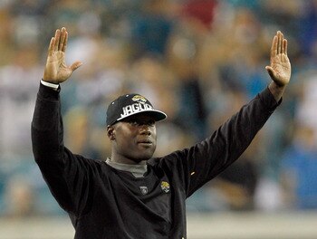 JACKSONVILLE, FL - AUGUST 21:  Quarterback David Garrard #9 of the Jacksonville Jaguars celebrates following a touchdown during the preseason game against the Miami Dolphins at EverBank Field on August 21, 2010 in Jacksonville, Florida.  (Photo by Sam Gre