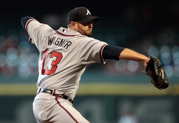 HOUSTON - AUGUST 11:  Pitcher Billy Wagner #13 of the Atlanta Braves throws in the ninth inning against the Houston Astros at Minute Maid Park on August 11, 2010 in Houston, Texas.  (Photo by Bob Levey/Getty Images)