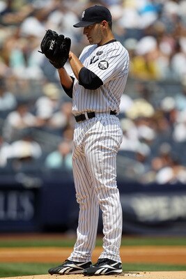 NEW YORK - JULY 18:  Andy Pettitte #46 of the New York Yankees delivers a pitch against the Tampa Bay Rays on July 18, 2010 at Yankee Stadium in the Bronx borough of New York City.  (Photo by Jim McIsaac/Getty Images)