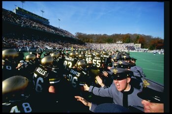 5 Nov 1994:  View of the Army Black Knights as they enter the stadium during a game against the Air Force Falcons at Michie Stadium in West Point, New York.  Air Force won the game 10-6. Mandatory Credit: Simon Bruty  /Allsport