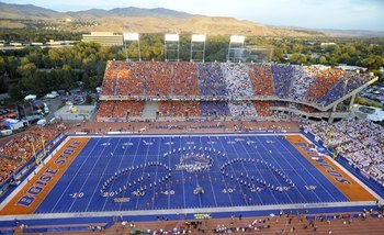 BOISE, ID - SEPTEMBER 3:  Boise State fans fill the colorful seating sections in Bronco Stadium before the game between the Oregon Ducks and the Boise State Broncos on September 3, 2009 in Boise, Idaho. (Photo by Steve Dykes/Getty Images)