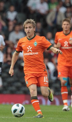 LONDON, ENGLAND - AUGUST 07: Marko Marin of Werder Bremen during a Friendly match between Fulham and Werder Bremen at Craven Cottage on August 7, 2010 in London, England.  (Photo by Phil Cole/Getty Images)