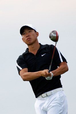 KOHLER, WI - AUGUST 14:  Anthony Kim watches his tee shot on the 11th hole during the continuation of the second round of the 92nd PGA Championship on the Straits Course at Whistling Straits on August 14, 2010 in Kohler, Wisconsin.  (Photo by Sam Greenwoo