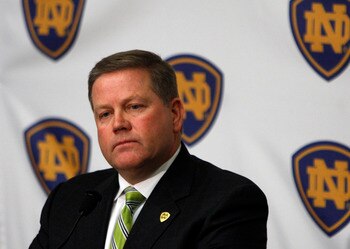 SOUTH BEND, IN - DECEMBER 11: Brian Kelly attends a press conference where he was named new football head coach at Notre Dame University on December 11, 2009 in South Bend, Indiana.  Kelly most recently led the University of Cincinnati to two consecutive