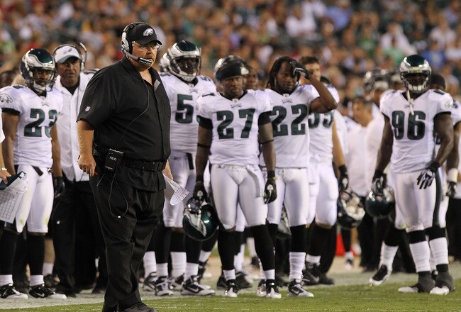 PHILADELPHIA - AUGUST 13:  Head Coach of the Philadelphia Eagles, Andy Reid stands on the sideline against the Jacksonville Jaguars during their preseason game at Lincoln Financial Field on August 13, 2010 in Philadelphia, Pennsylvania.  (Photo by Nick La