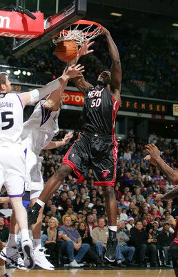 SACRAMENTO, CA - DECEMBER 06:  Joel Anthony #50 of the Miami Heat dunks the ball during their game against the Sacramento Kings at ARCO Arena on December 6, 2009 in Sacramento, California.  NOTE TO USER: User expressly acknowledges and agrees that, by dow