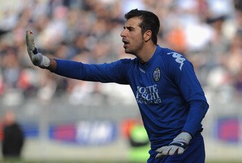 TURIN, ITALY - MARCH 14:  Gianluca Curci of AC Siena issues instructions during the Serie A match between Juventus FC and AC Siena at Stadio Olimpico di Torino on March 14, 2010 in Turin, Italy.  (Photo by Valerio Pennicino/Getty Images)