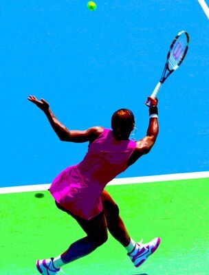 Resplendent Serena Williams vibrates in fuchsia against AA's the blue and green