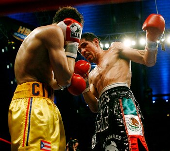 ATLANTIC CITY, NJ  - APRIL 12: Antonio Margarito throws a left during his IBF World Welterweight Title bout against Kermit Cintron at Boardwalk Hall on April 12, 2008 in Atlantic City, New Jersey. (Photo by Jeff Zelevansky/Getty Images)