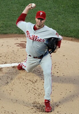 NEW YORK - AUGUST 14:  Roy Halladay #34 of the Philadelphia Phillies delivers a pitch against the New York Mets on August 14, 2010 at Citi Field in the Flushing neighborhood of the Queens borough of New York City.  (Photo by Jim McIsaac/Getty Images)
