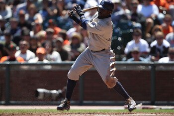 SAN FRANCISCO - AUGUST 15:  Tony Gwyn #18 of the San Diego Padres bats against the San Francisco Giants during an MLB game at AT&T Park on August 15, 2010 in San Francisco, California.  (Photo by Jed Jacobsohn/Getty Images)