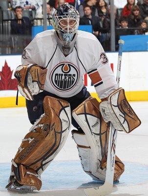 TORONTO, ON - MARCH 13:  Jeff Deslauriers #38 of the Edmonton Oilers watches the play in a game against the Toronto Maple Leafs on March 13, 2010 at the Air Canada Centre in Toronto, Ontario. The Leafs defeated the Oilers 6-4. (Photo by Claus Andersen/Get