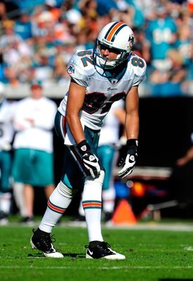 JACKSONVILLE, FL - DECEMBER 13:  Brian Hartline #82 of the Miami Dolphins lines up  during the game against the Jacksonville Jaguars at Jacksonville Municipal Stadium on December 13, 2009 in Jacksonville, Florida.  (Photo by Sam Greenwood/Getty Images)